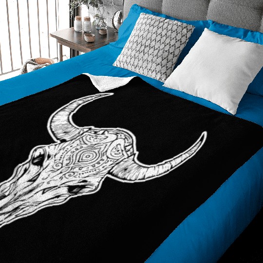 Cow Skull Boho Baby Blankets