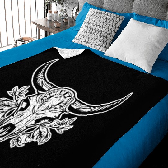 Cow Skull Boho Baby Blankets