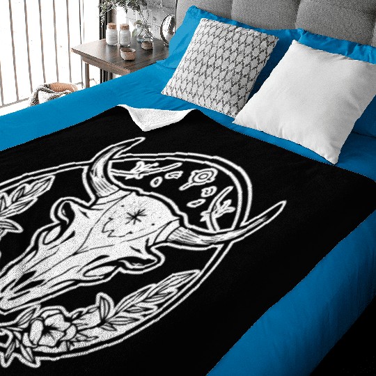 Cow Skull Boho Baby Blankets