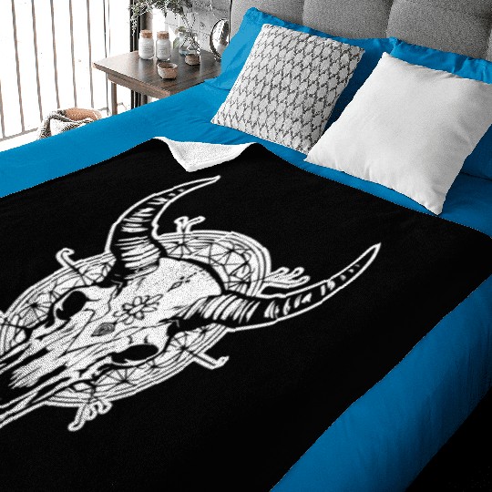 Cow Skull Boho Baby Blankets