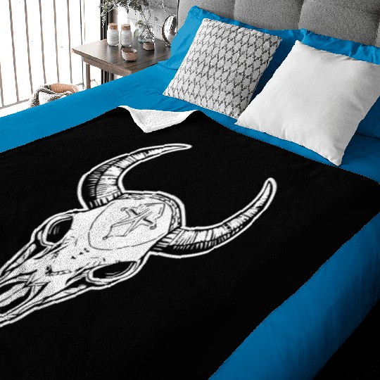 Cow Skull Boho Baby Blankets