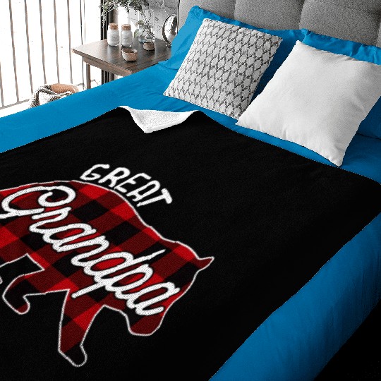 Great Grandpa Bear Red Buffalo Plaid Family Baby Blankets