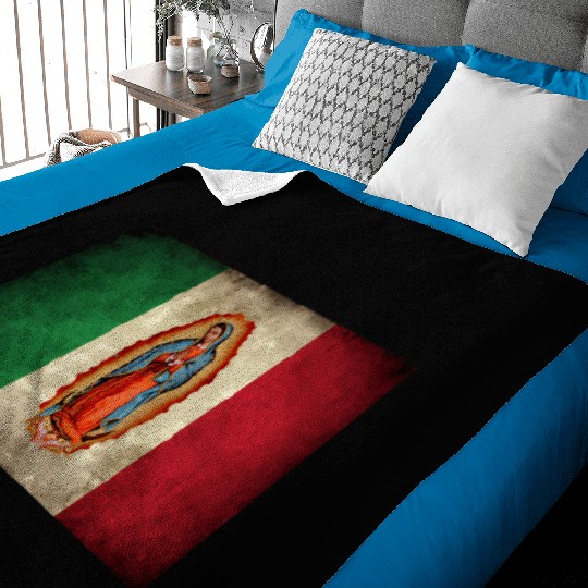 Our Lady Virgen De Guadalupe Mecan Flag Baby Blankets