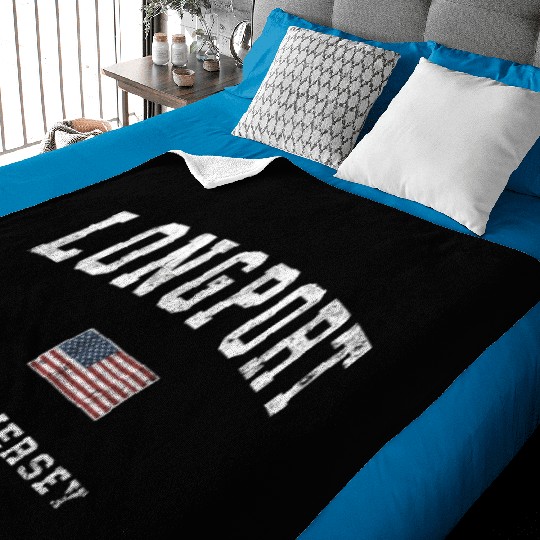 Longport New Jersey Nj American Flag Sports Baby Blankets