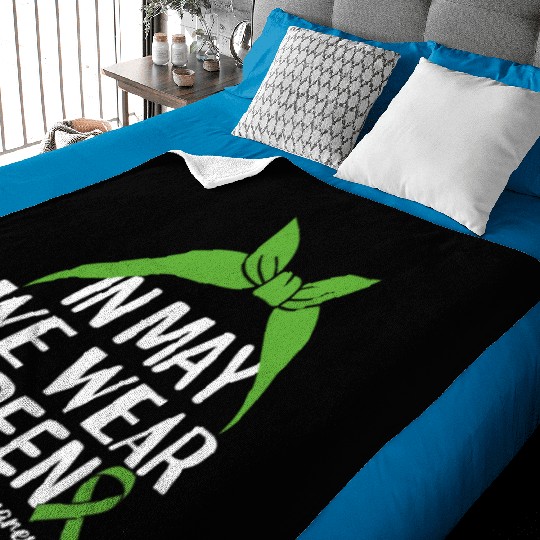 In May We Wear Green Mental Health Awareness Baby Blankets