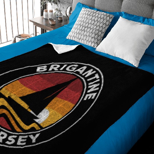 Brigantine New Jersey Sailboat 70S Sunset Baby Blankets