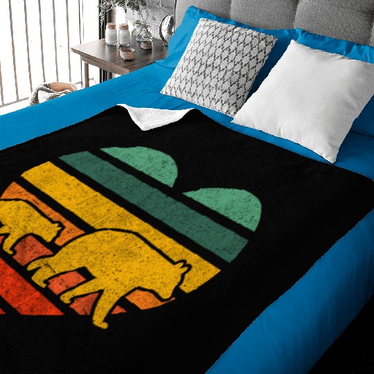 Mama Bear One Cub Heart Mothers Day Baby Blankets