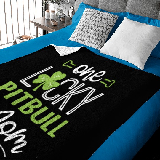 One Lucky Pitbull Dog Mom St Patric Day Baby Blankets