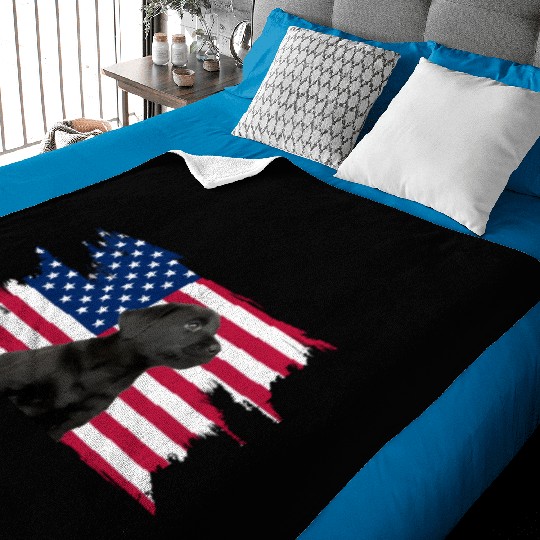 American Flag Dog Black Lab Puppy Baby Blankets