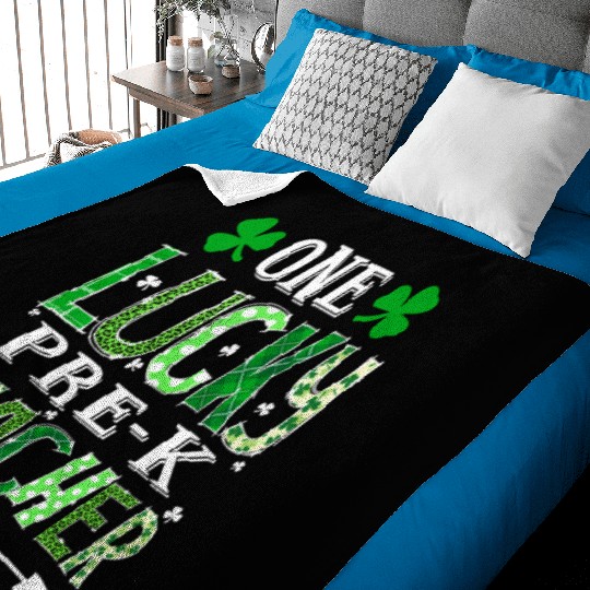 St Patrick'S Day One Lucky Pre-K Teacher Shamrock Baby Blankets
