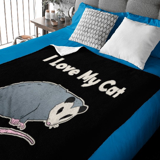 I Love My Cat Opossum Baby Blankets