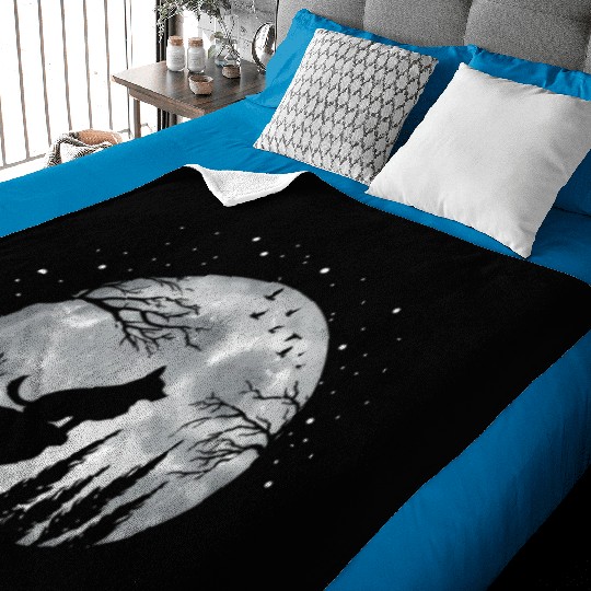 German Shepherd Dog Full Moon At Night German Baby Blankets