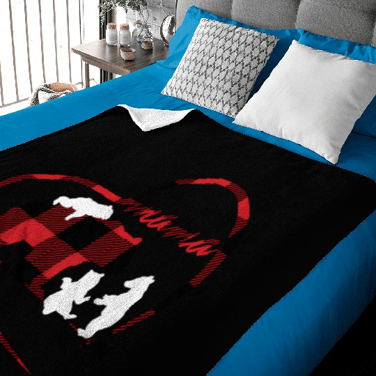 Mama Bear 3 Cubs Red Buffalo Plaid Heart For Mom Baby Blankets