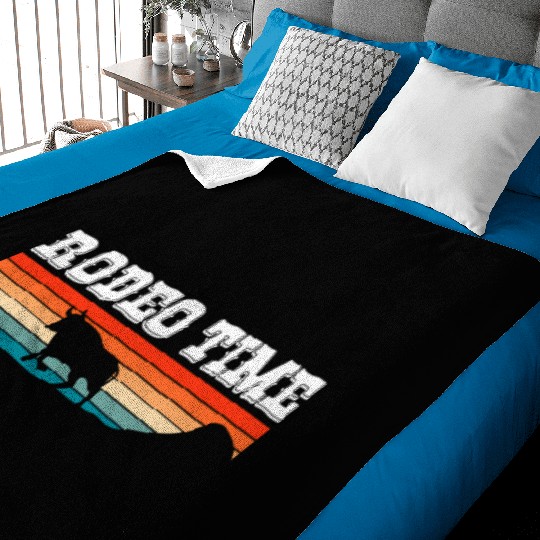 Rodeo Time Cowboy Wild West Horseman Ranch Lasso Baby Blankets