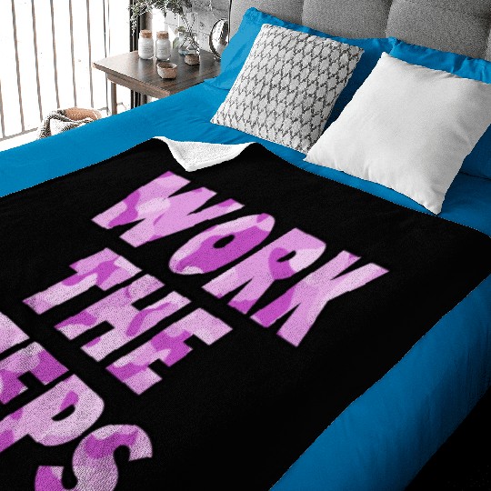 Work the Steps purple camo Baby Blankets