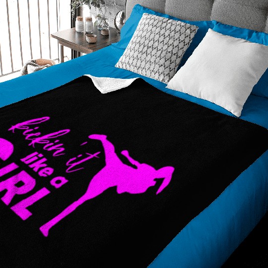 Kickin’ It Like A Girl MMA Karate ©WhiteTigerLLC.C Baby Blankets