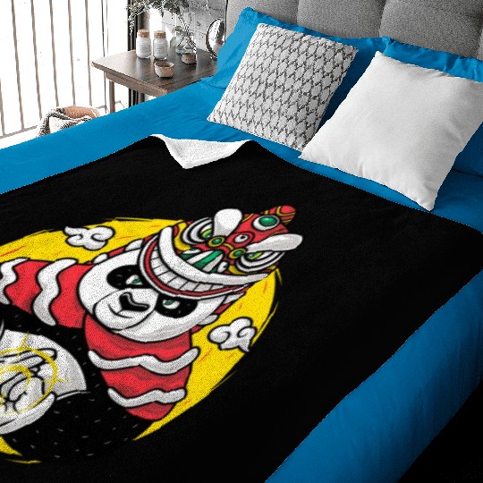Lion Dance Panda Baby Blankets