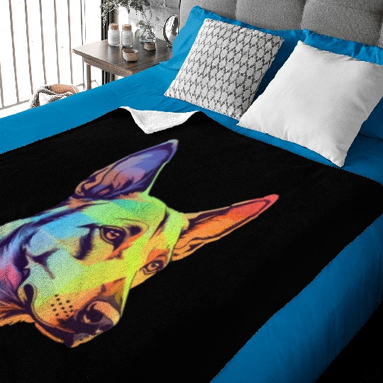 Feminine Neon Realism German Shepherd Baby Blankets