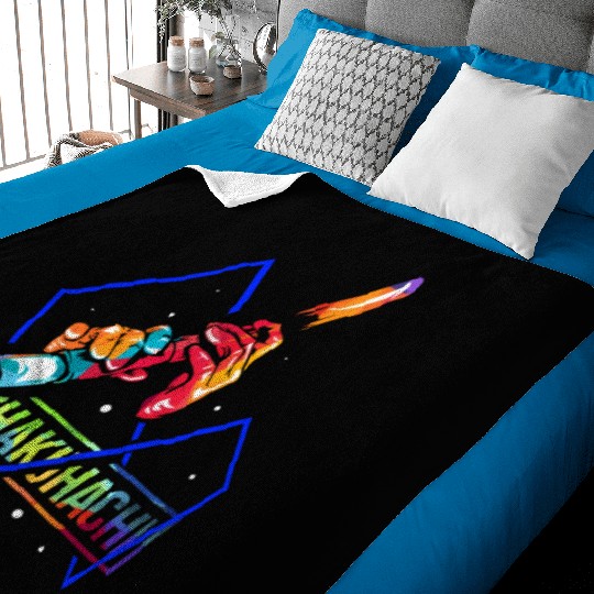 Colorful Shakuhachi Japanese Bamboo Flute Baby Blankets