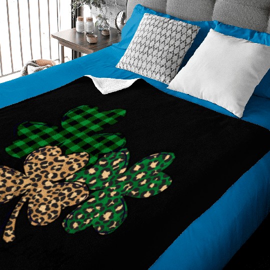 Lucky Leopard Shamrock St Patric Day Baby Blankets
