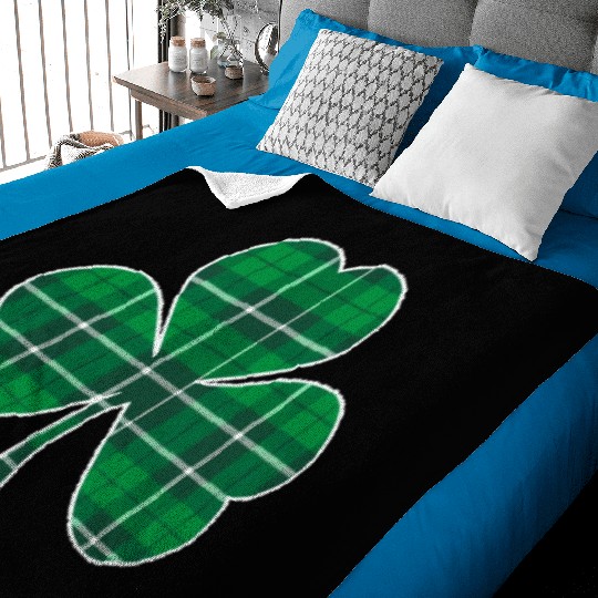 St Patric Day Irish Green Buffalo Plaid Shamrock Baby Blankets