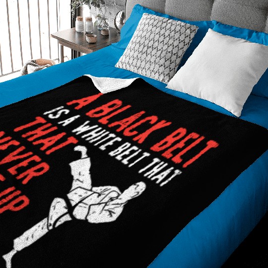 Black Belt Never Gave Up Karate Taekwondo Baby Blankets