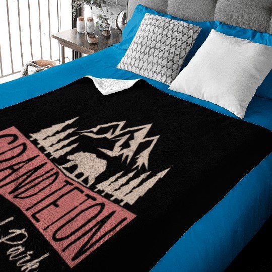 Vintage Grand Teton National Park Us Mountains Baby Blankets