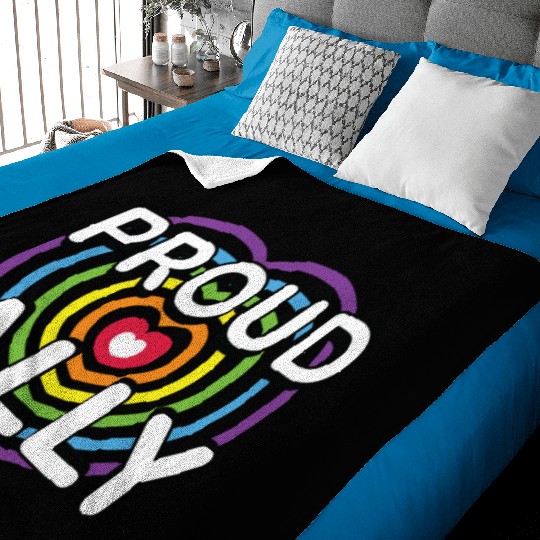 Proud Ally Rainbow Heart LGBTQIA Pride Month v02 Baby Blankets