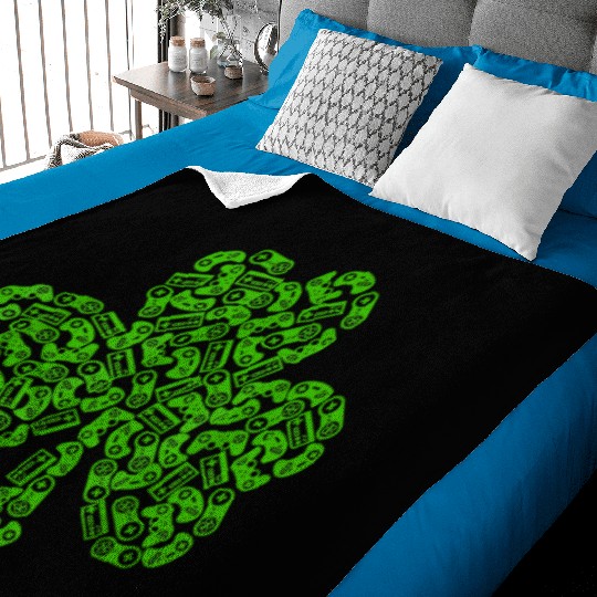 Gamer Game Shamrock St Patric Day Irish Baby Blankets