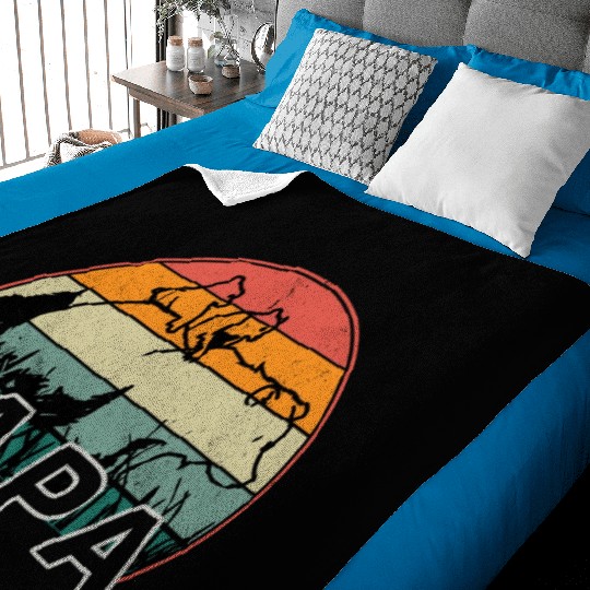 Papa Bear With Cubs Retro Grizzly Bear Forest Tree Baby Blankets