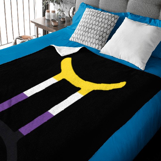 Non Binary Gemini Sign Non Binary Pride Baby Blankets