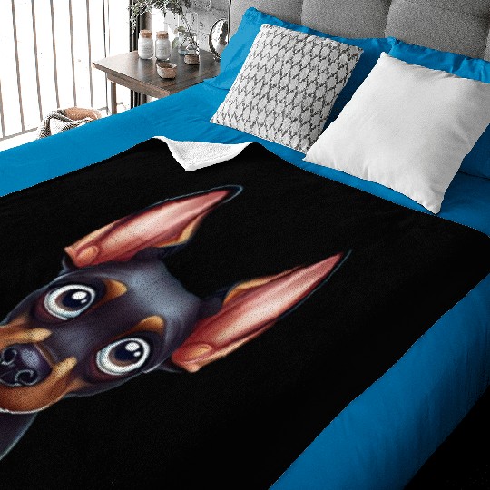 Playful Doberman Pinscher Art Baby Blankets