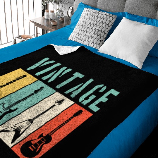 Vintage Guitar Player Retro Guitarist Musician Baby Blankets
