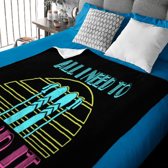 Retro Neon Send It Skiing Freestyle Skiers Ski Baby Blankets