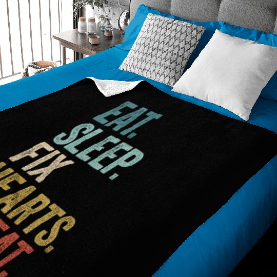 Eat Sleep Fix Hearts Repeat Heart Doctor Baby Blankets