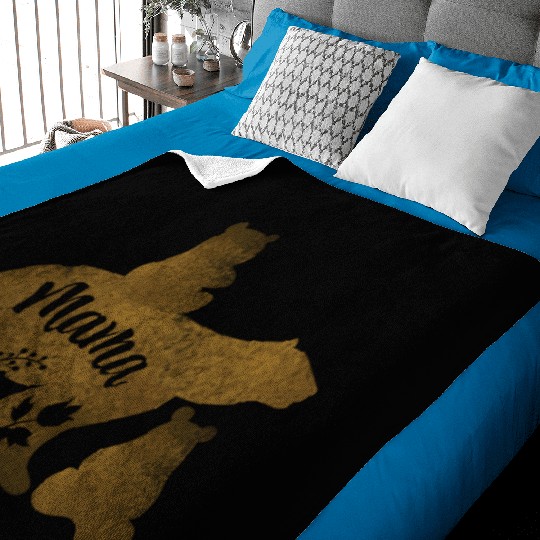 Mama Bear With 2 Cubs Mom of Two Baby Blankets