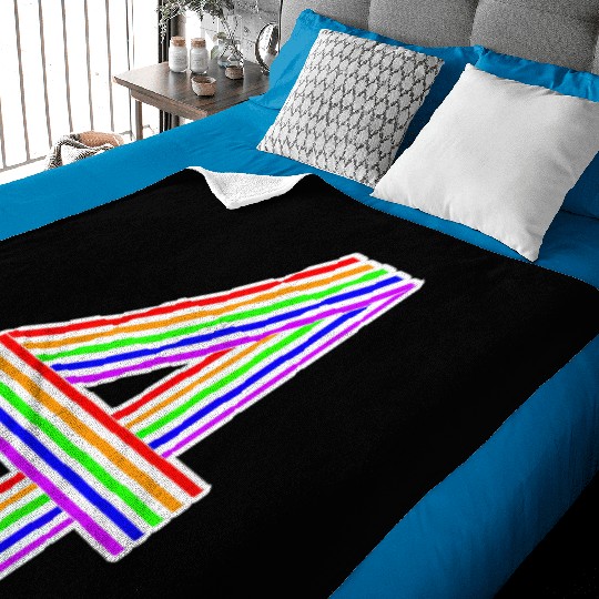 Happy Family Clothing Rainbow 4th Birthday Number Baby Blankets