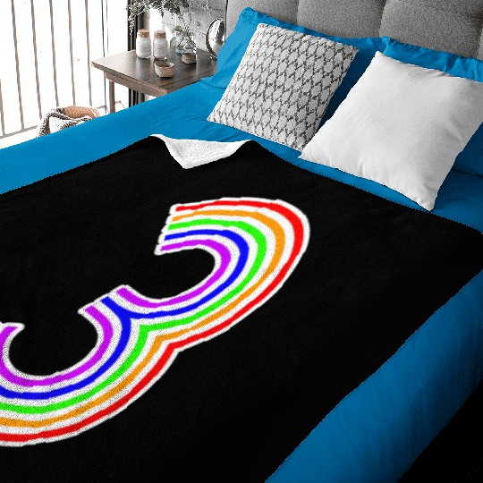Happy Family Clothing Rainbow 3rd Birthday Number Baby Blankets