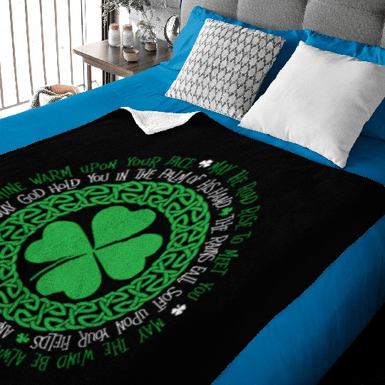 Irish Blessing Celtic Knot 4 Leaf Clover - St Baby Blankets