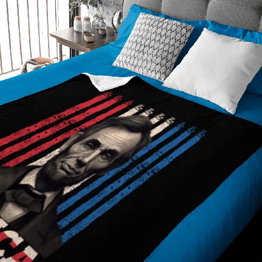 Merica Lincoln Independence Day Party 4th July Baby Blankets