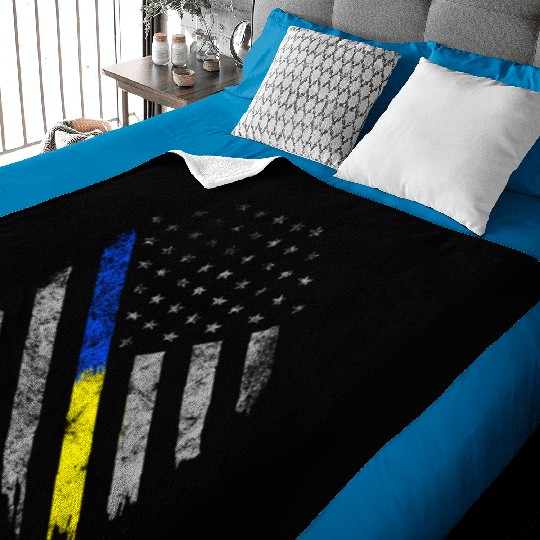 Gold Blue Line 911 Police Dispatcher First Baby Blankets