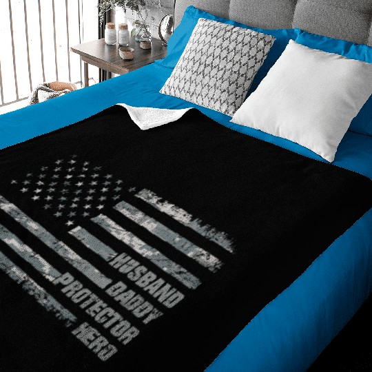 Husband Daddy Protector Hero Fathers Day Camo Baby Blankets