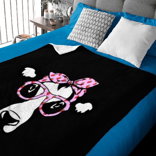 Cow With Bandana Glasses Strawberry Cattle Heifer Baby Blankets