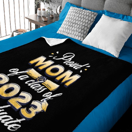 Proud Mom Of Class Of 2023 Senior 23 Graduate Baby Blankets