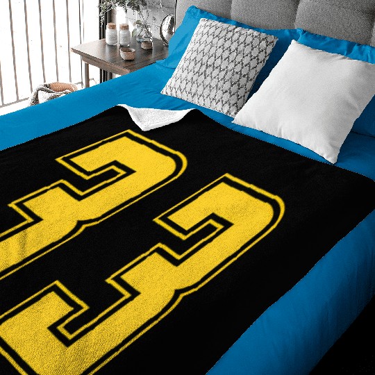 Yellow Number 33 Team Junior Sports Numbered Baby Blankets