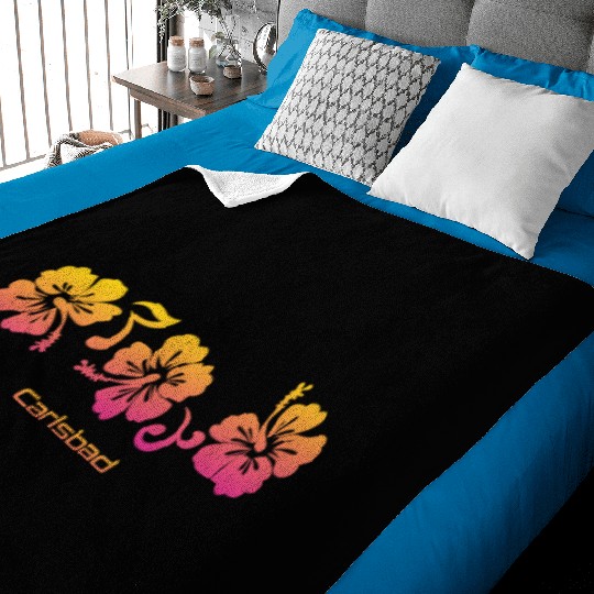 Carlsbad California Hibiscus Souvenir Vacation Baby Blankets