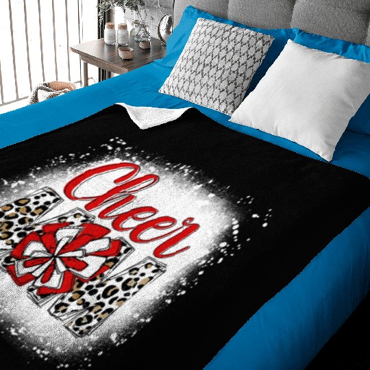 Cheer Mom Leopard Cheerleader Bleached Mother Baby Blankets