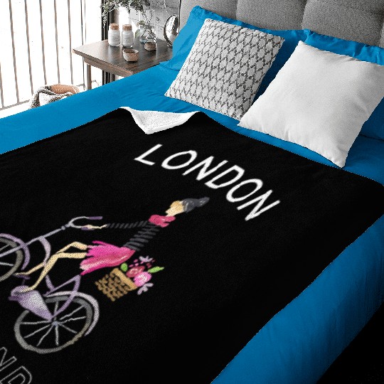 London England Biking Bicycling Baby Blankets
