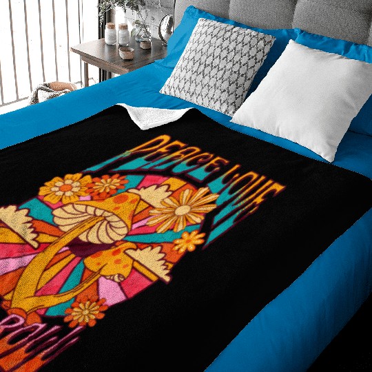 Peace Love Rock And Roll Distressed Rock Concert Baby Blankets