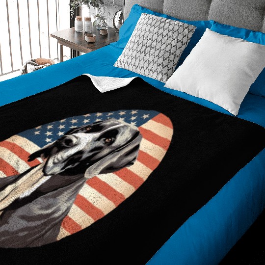 Great Dane With Patriotic Usa Flag American Baby Blankets